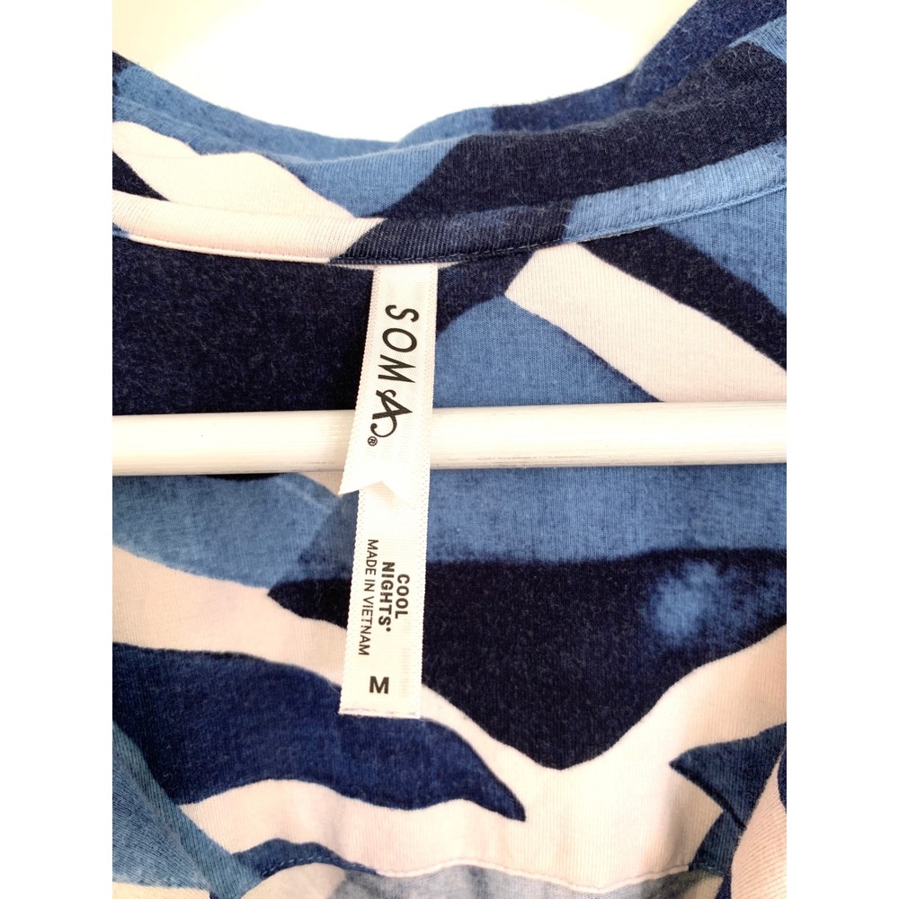 Soma Cool Nights Piped Short Sleeve Notch Collar Pajama Set Tropical Blue Size M - Picture 7 of 16